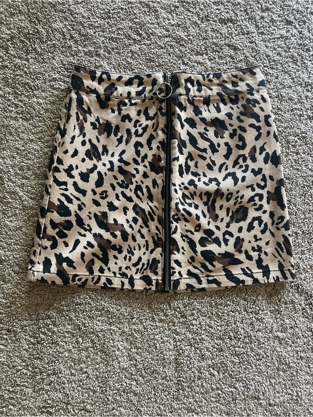 Forever 21 Leopard Zip-Front Mini Skirt - Beige, Brown, Black